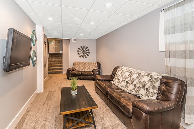 Image of a basement remodeled by Kaier Property Management.
