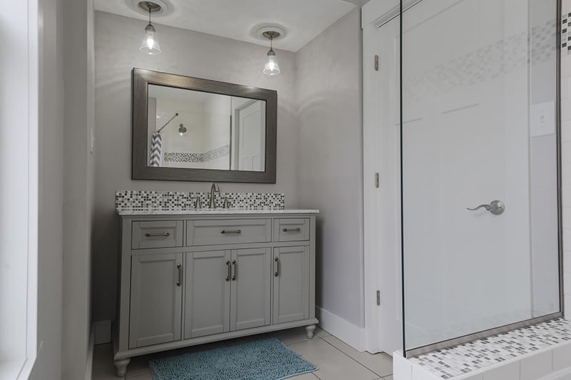 Image of a bathroom sink as part of a bathroom remodel by Kaier Property Management.