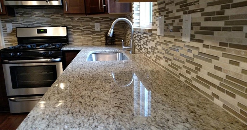 Close-up image of beautiful granite installed by Kaier Property Management.