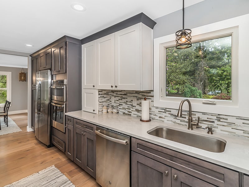 Image of stainless-steel appliances installed by KPM as part of a kitchen renovation.